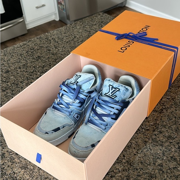 Louis Vuitton Other - Louis Vuitton LV Trainer Blue Bleached monogram Denim